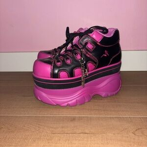 Dolls kill pink and black platform sneakers
